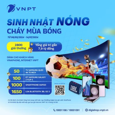 Sinh nhật nóng – Cháy mùa bóng với kho quà gần 7,9 tỷ đồng từ VNPT